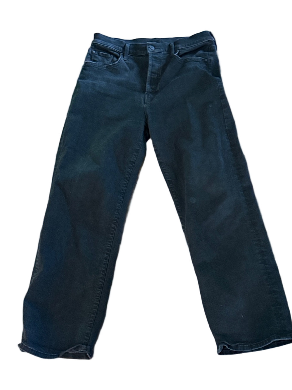 MOTHER The Rambler Ankle Button Fly Straight Leg Jeans in Black Size 32